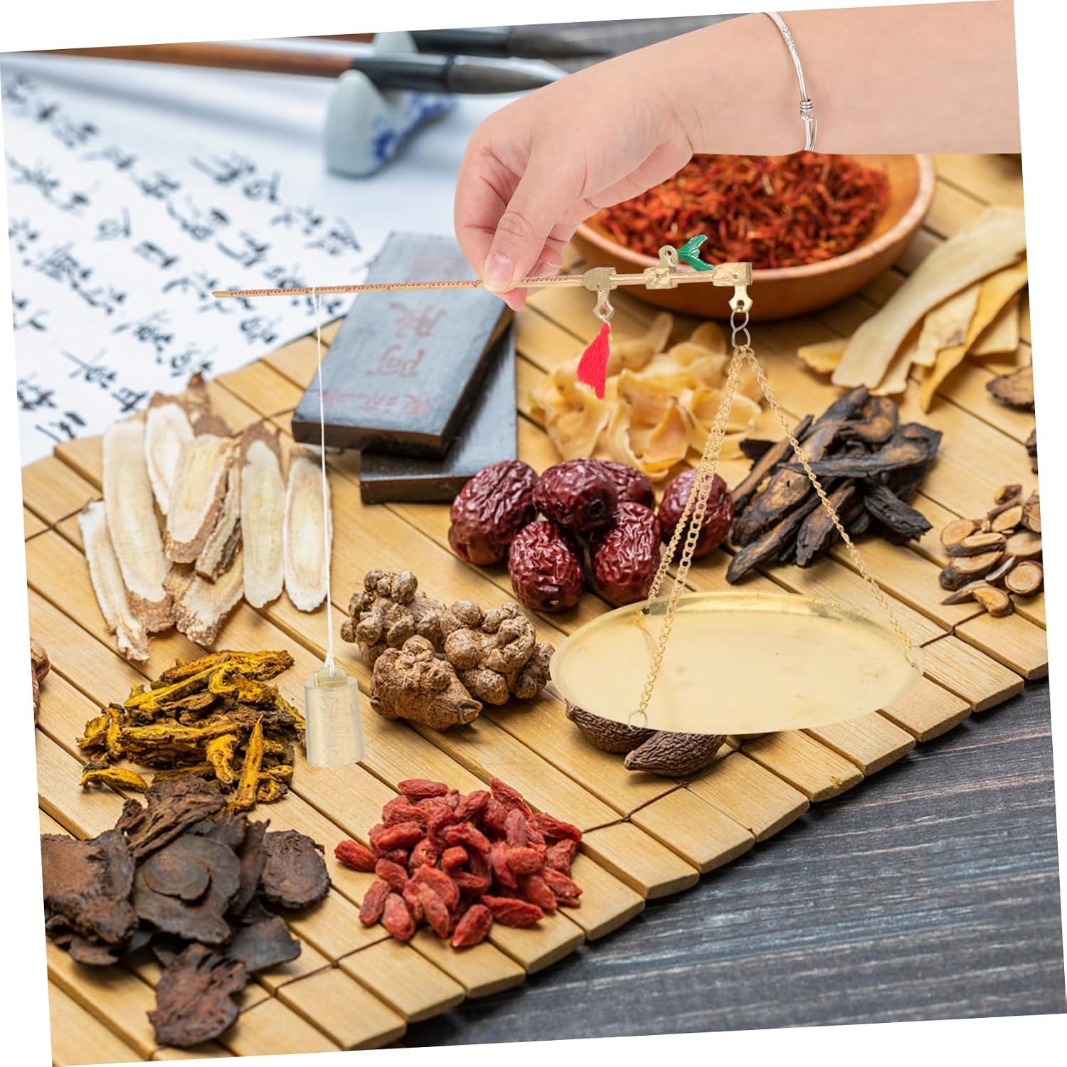 SOLUSTRE 3pcs Apothecary Scale for Weighing Traditional Chinese Medicine Portable Capacity Lightweight Design Accurate Measurements for Herbal Use