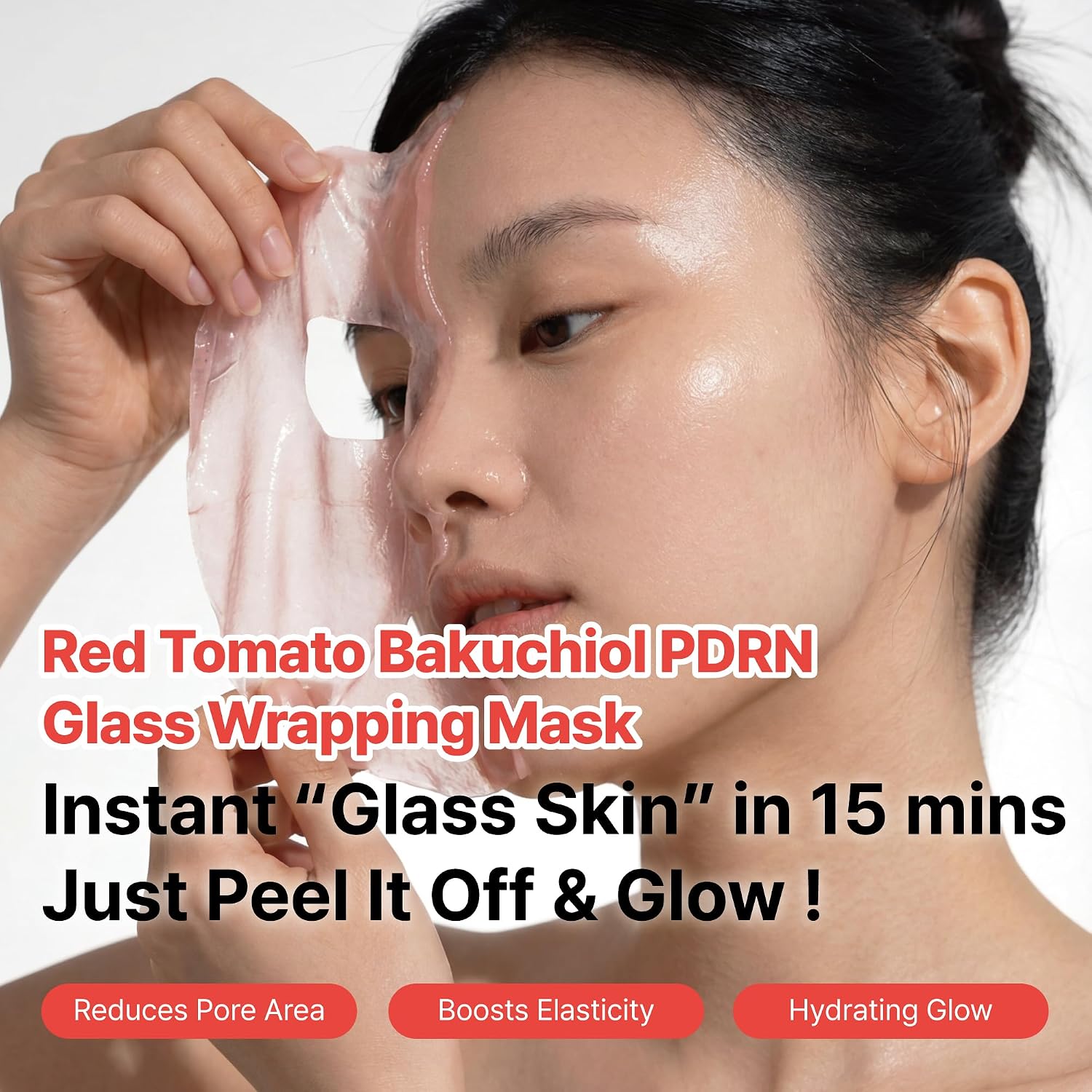 Red Tomato Bakuchiol PDRN Glass Wrapping Mask – Peel Off Overnight Mask for Instant Glass Skin & Pore Refining – Korean Skincare for Elasticity, Firming & Glow – 2.36 fl oz (70ml)