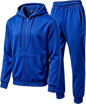 Mens Tracksuit Hoodie Set Full Zip Fleece
