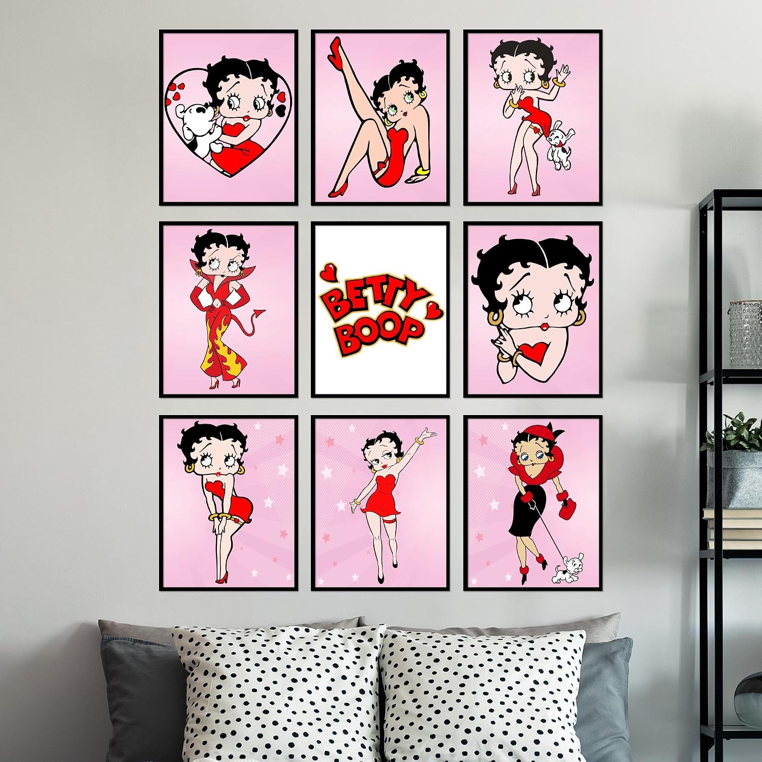 BigWig Prints Betty Boop Poster - Betty Boop Wall Decor, Birthday Decorations, Party Decorations, Cute Wall Art for Girls Room, Gifts, Y2k Room Decor Posters - Unframed Set Of 9 (8x10)