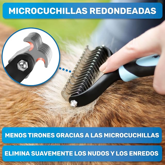 Foto 6 de 7 de BluePet Peine Perros y Gatos, Cepillo Pelo Largo, Quita Nudos y Subpelo