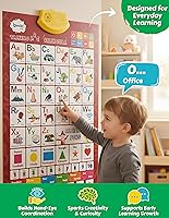 Vista 4 de Gráfico interactivo bilingüe de pared del alfabeto en inglés y español (modelo 2026) – Letras ABC parlantes, números 123 y póster de aprendizaje