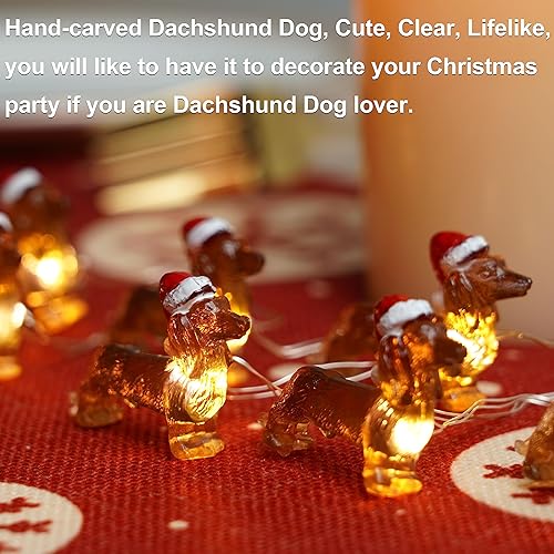 Miniatura 7 de KAiSnova Luz de Cadena de Perro Salchicha 3.05m 30 LEDs Luz de Navidad de Perro Salchicha con Control Remoto y Temporizador Luz de Perro Salchicha