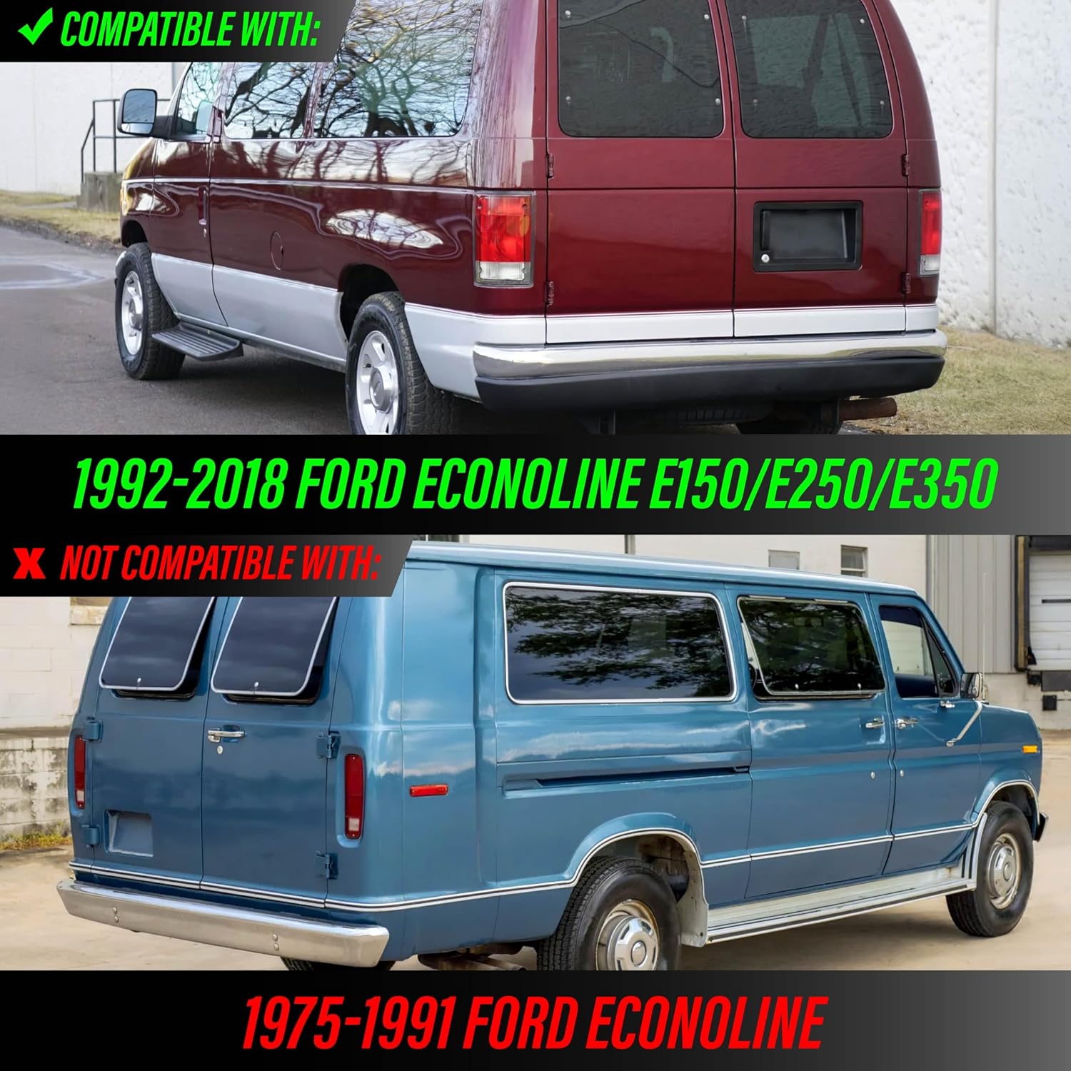 USR 92-18 Econoline Van License Plate Light – Plate Lamps 1pc - Compatible with 1992-2018 Ford E150 E250 E350 E450 Full Size Van E-150 E-250 E-350 E-450 All Models Super Duty (LED WHITE 6000K UPGRADE)