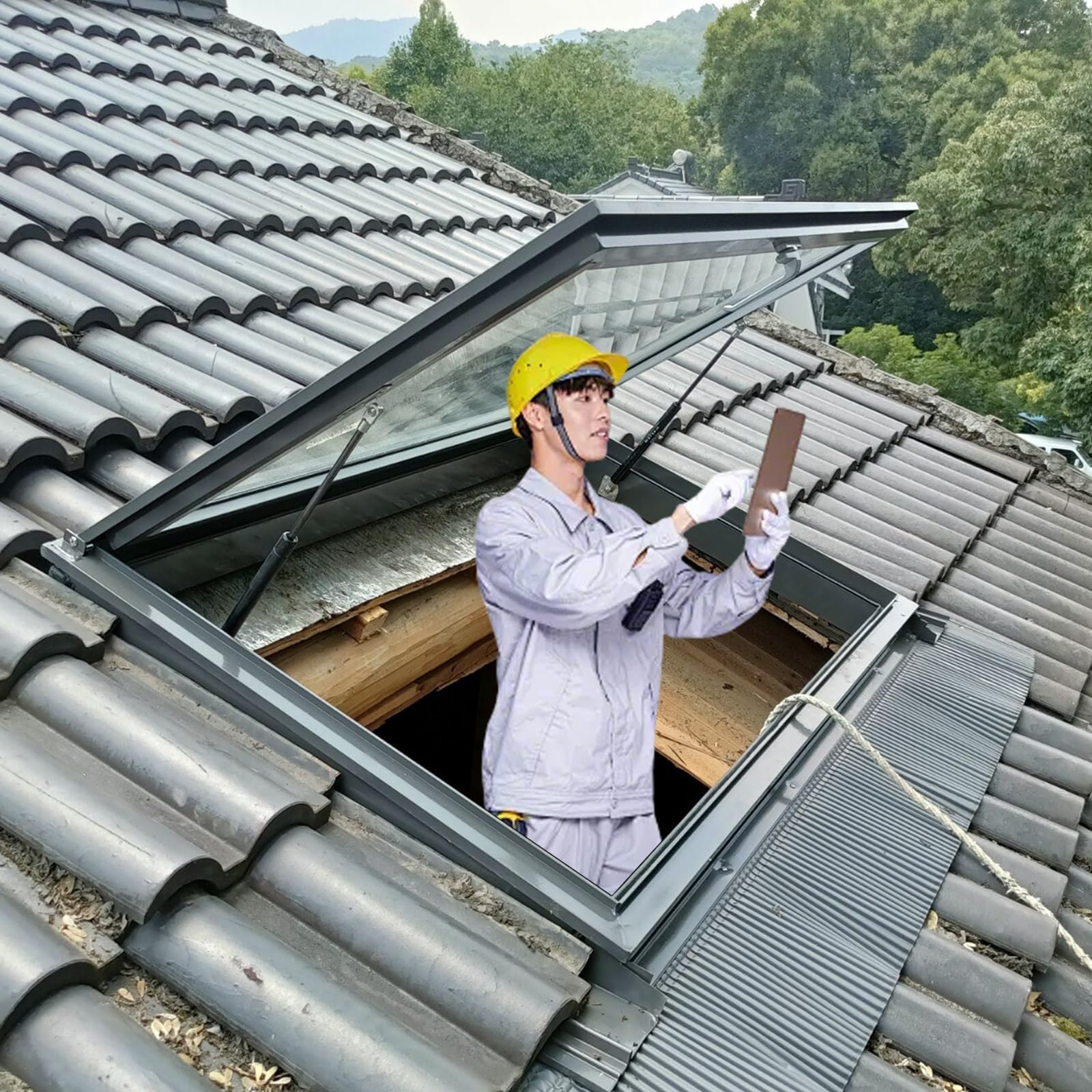 Ventana de ventilación manual resistente a la intemperie para techos
