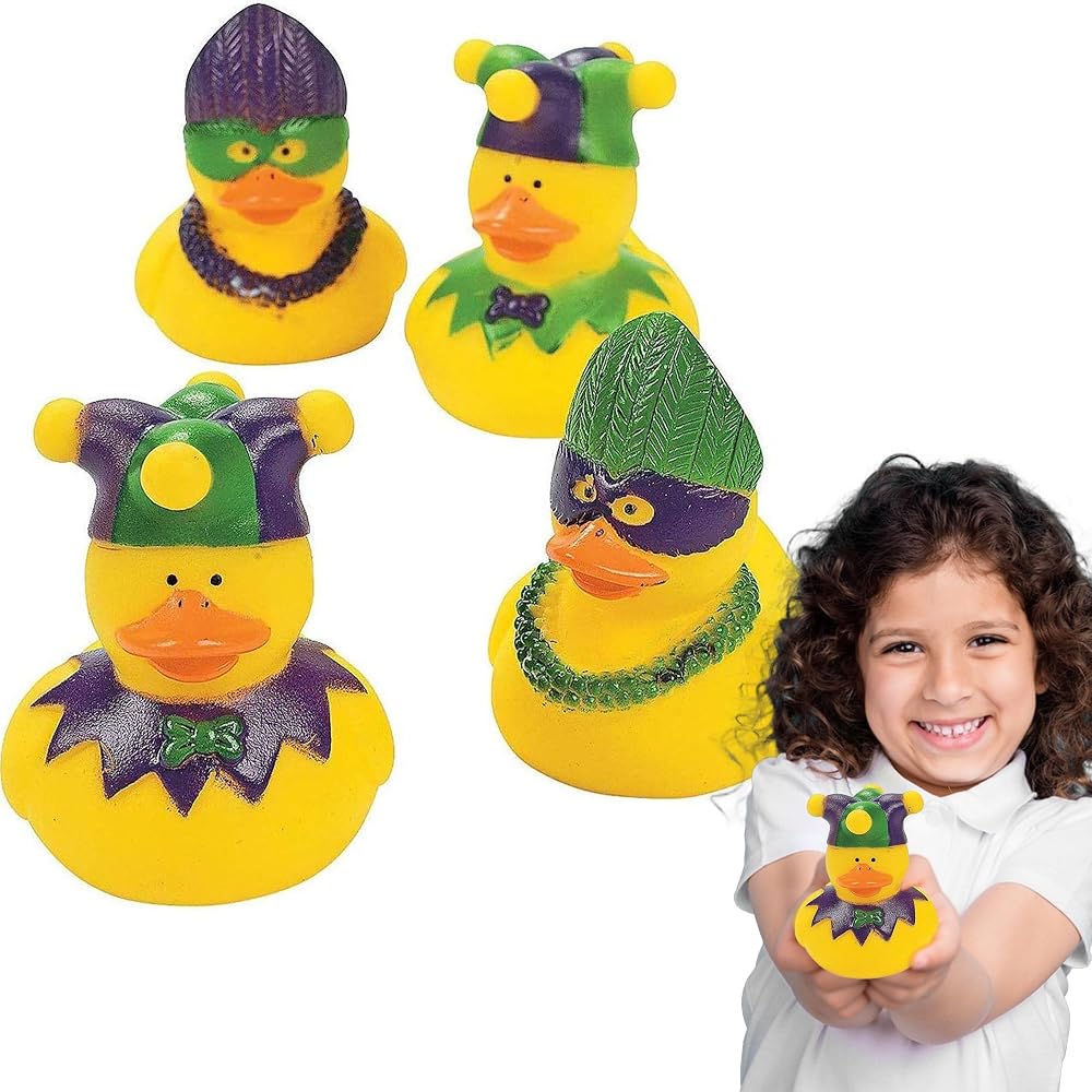 Fun Express Mardi Gras Duckies Rubber Ducks - Bulk Set of 12 — 사진 1