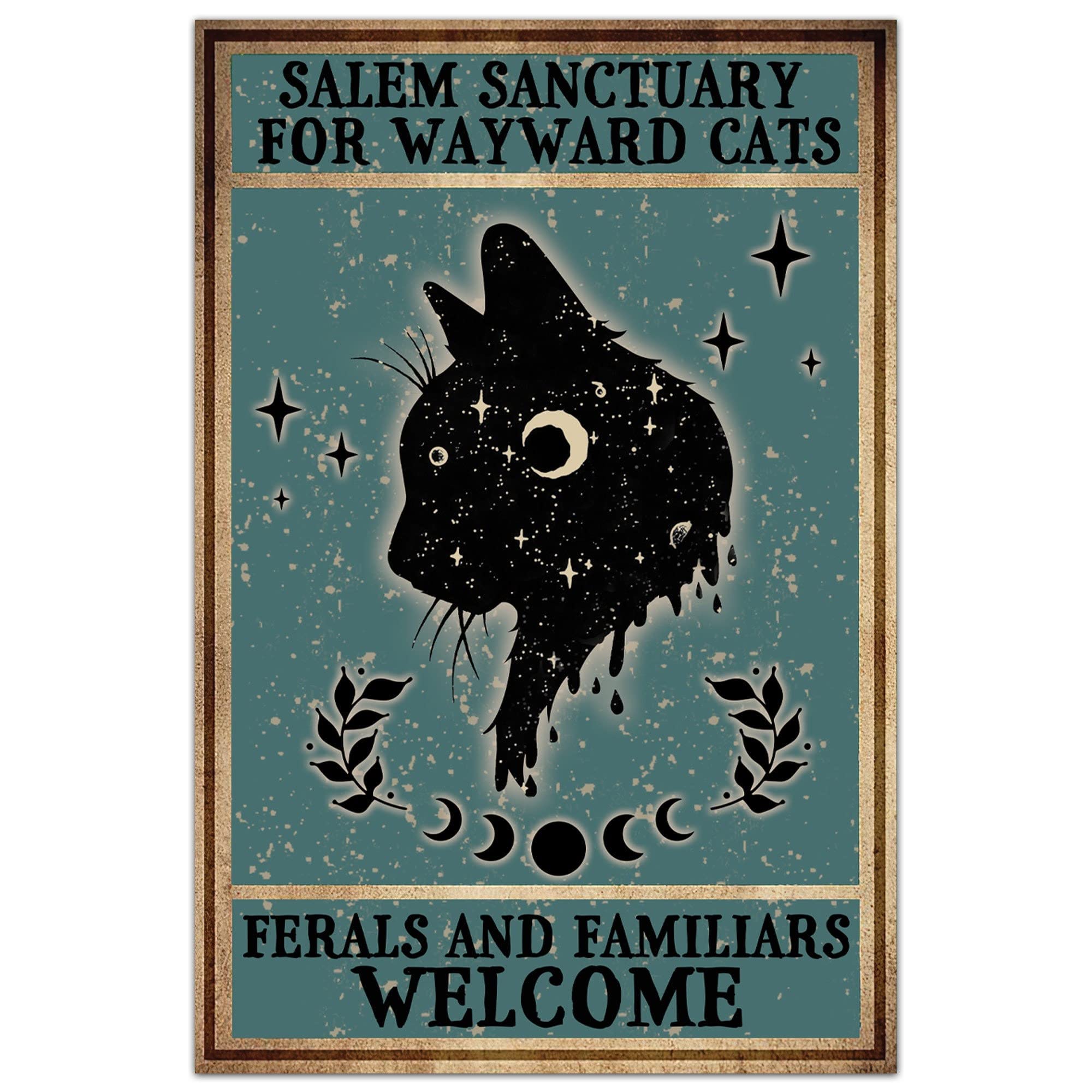 Cat Halloween Salem Sanctuary for Wayward Cats Targhe in Metallo