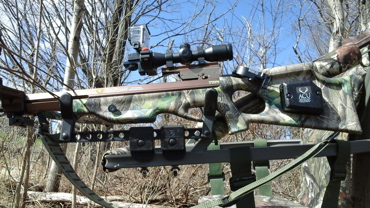 Crossbow Holder for Tree Stand, Shotgun and Rifle Holder for 1 Inch or 3/4 Inch Square Tubing on Tree Stand, No Tools Required