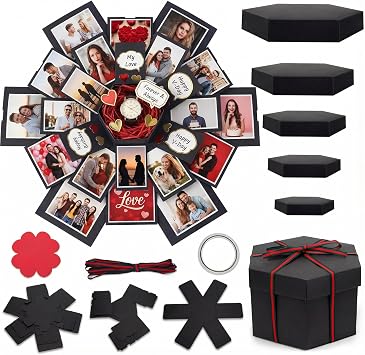 Koogel Explosion Gift Box, DIY Scrapbook Photo Album Surprise Box | Multi-Layer Opening Design, Photo and Note Spaces, Center Gift Case, Birthdays and Anniversaries