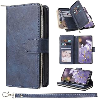 ZCDAYE Handyhülle für Samsung Galaxy A10S mit Kartenfächern, Premium Lederhülle Frauen Praktische Brieftasche Geldbörse Wallet Case für Samsung A10S, Dunkel Blau