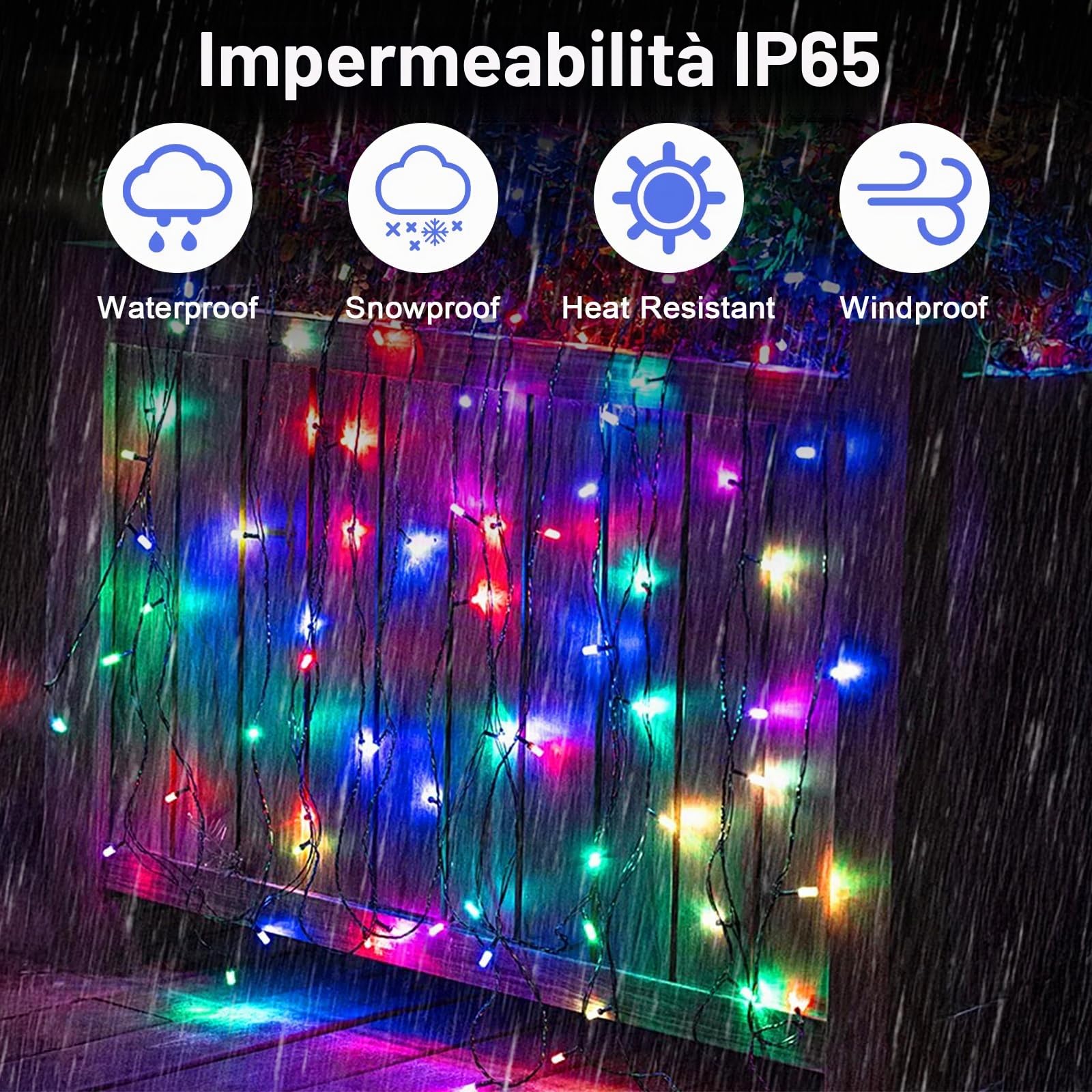 Luci di Natale Solari, 13M 300LEDs Luci a Sfera Esterno Impermeabili con 8 Modalità, Striscia Luminosa Portatile e Ripiegabile per Decorazioni da Appendere All'albero di Natale Feste Giardino Veranda
