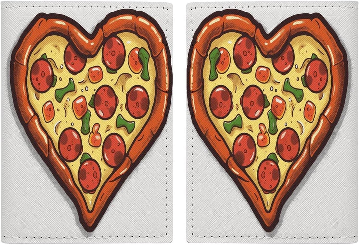 I Love Pizza Heart Passport Holder for Adult Leather Passport Cover Portable Passport Wallet Fashion Travel Document Organizer Exquisite Passport Protector Credit Card Holder