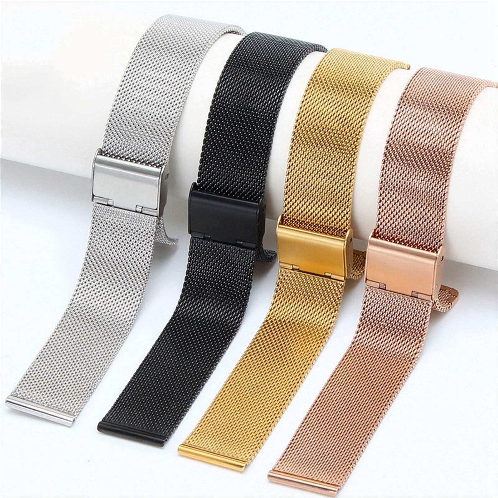 Bracciale con Cinturino di Ricambio in Maglia di Acciaio Inossidabile 304 con Cinturino per Orologio da 18 mm, 20 mm e 22 mm