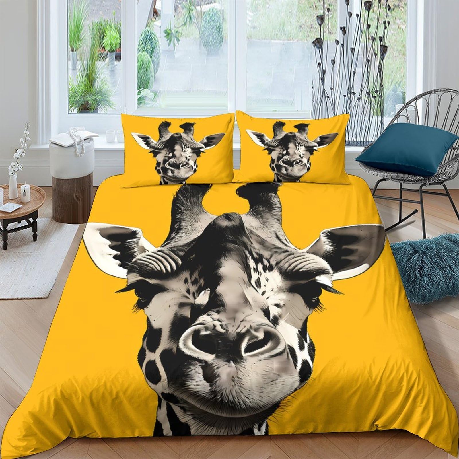 Ctjqhvkz Style-8 3D Printed Yellow Giraffe Fitted Sheet Microfiber Soft Breathable Animal Mattress Cover For Bedroom Dorm Decor Single（135X200cm）