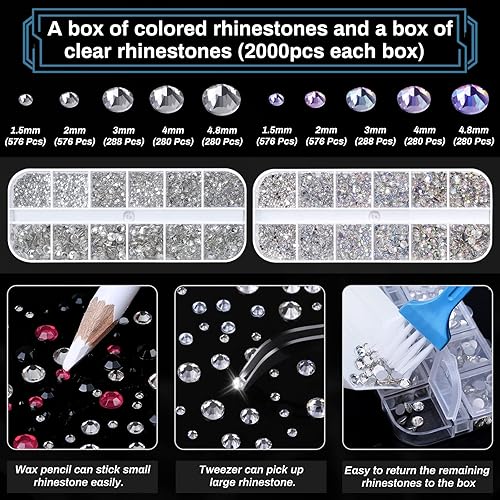 Miniatura 6 de B7000 - Pegamento de joyería artesanal con diamantes de imitación, 3 unidades de 0.8fl oz B-7000 pegamentos adhesivos multifunción, 4013 piezas de