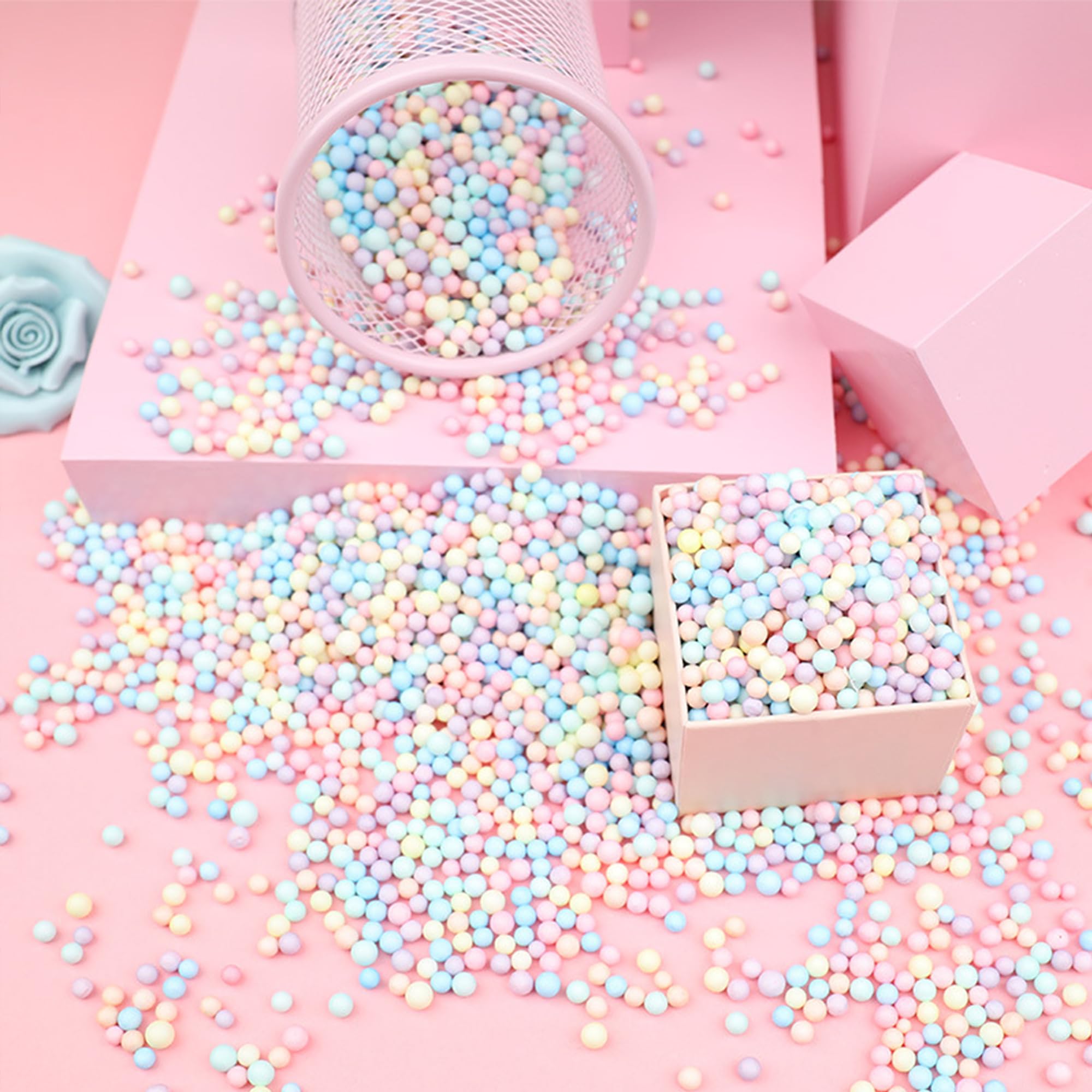 MINGZE 50G White Styrofoam Foam Balls for DIY and Slime Supplies Craft Foam Balls 2.5-3.5mm for Kids DIY Arts Crafts Decorations Home Decorative - Image 3