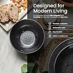 bzyoo 12 Piece Black Melamine Dinnerware Set - Durable, Dishwasher Safe Black Plates and Bowls - Ideals for Parties, Camping Dish Set La La Mandala