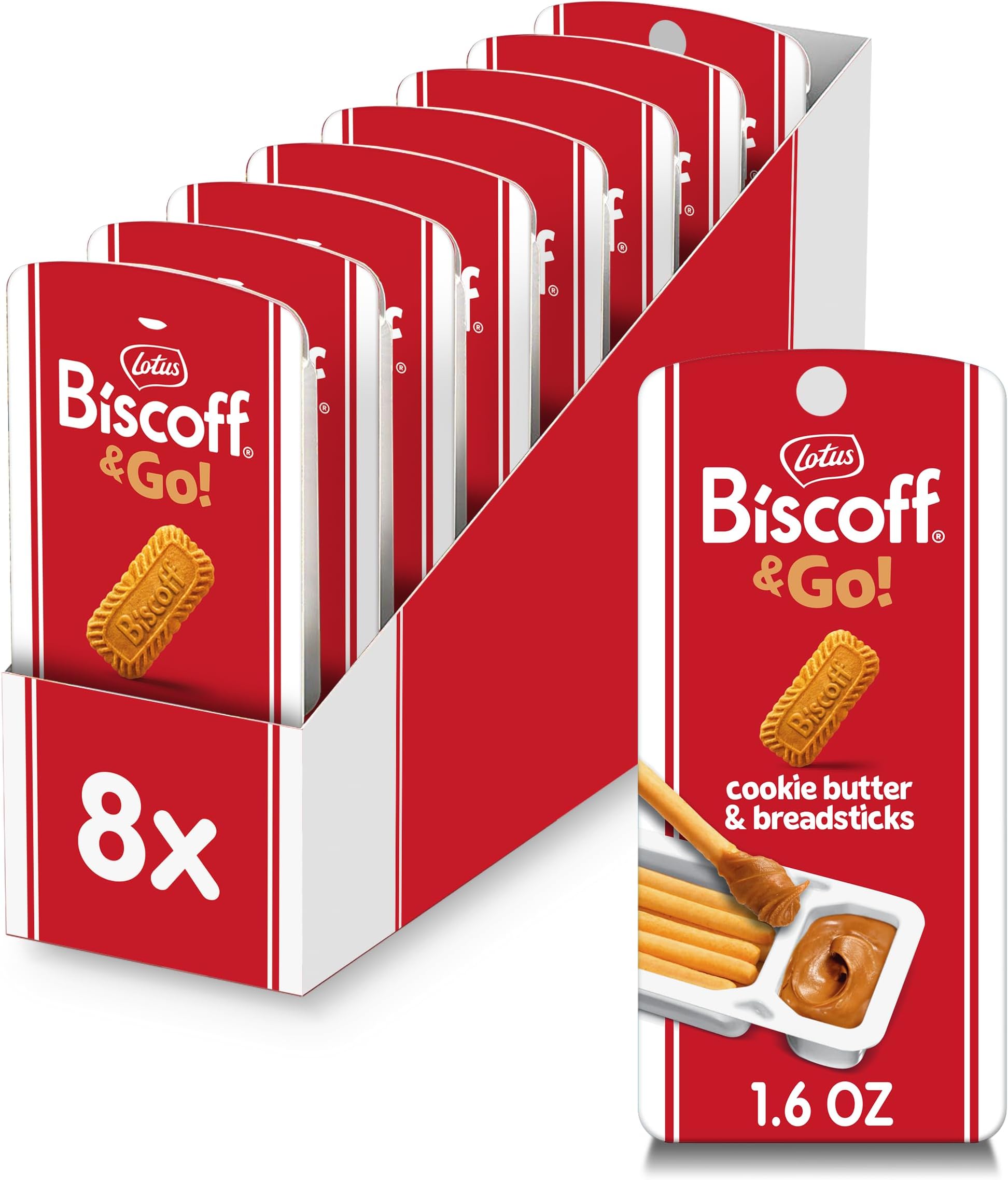 Lotus Biscoff & Go Sweet spread & breadstick Snack 8x45g, vegan