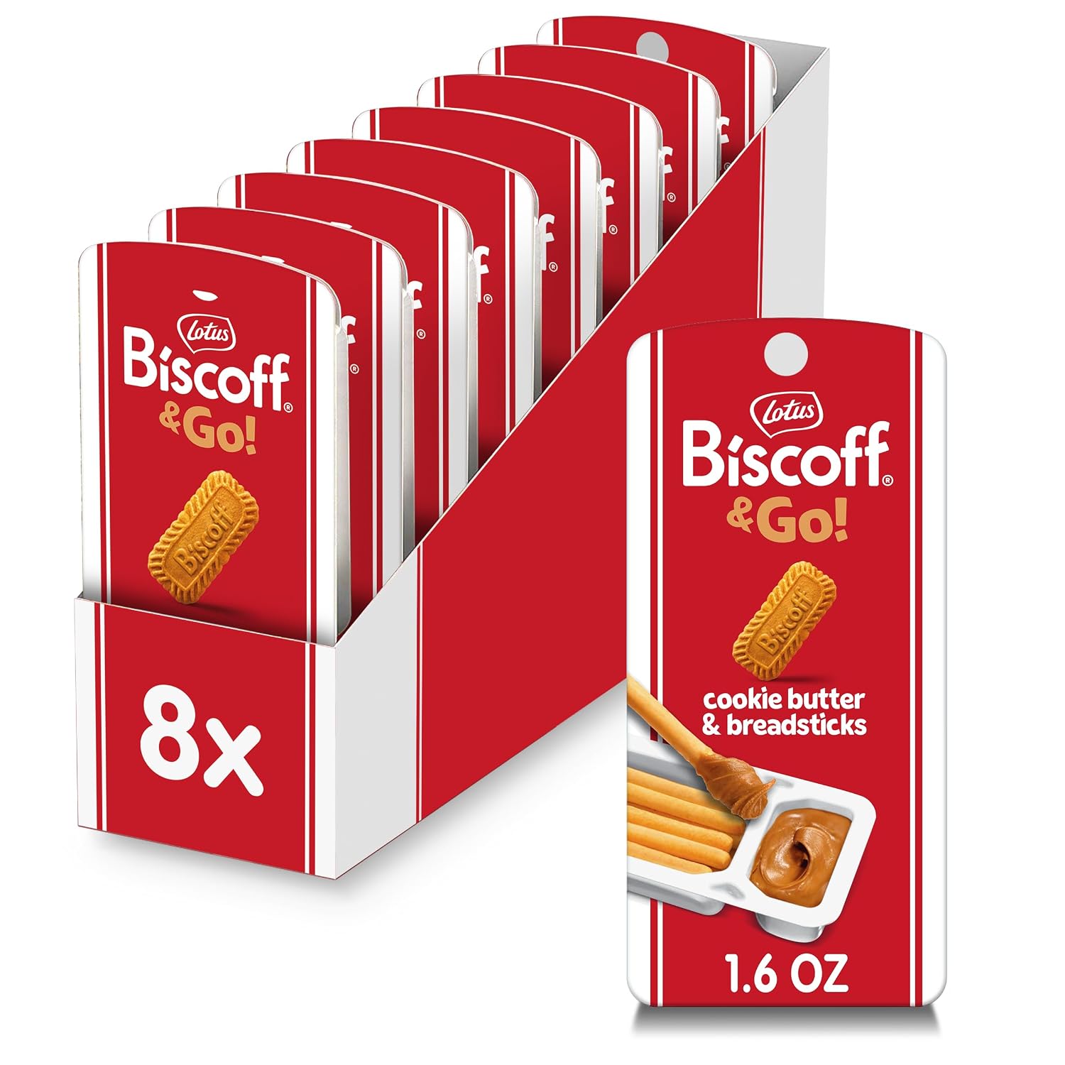 Lotus Biscoff & Go Sweet spread & breadstick Snack 8x45g, vegan