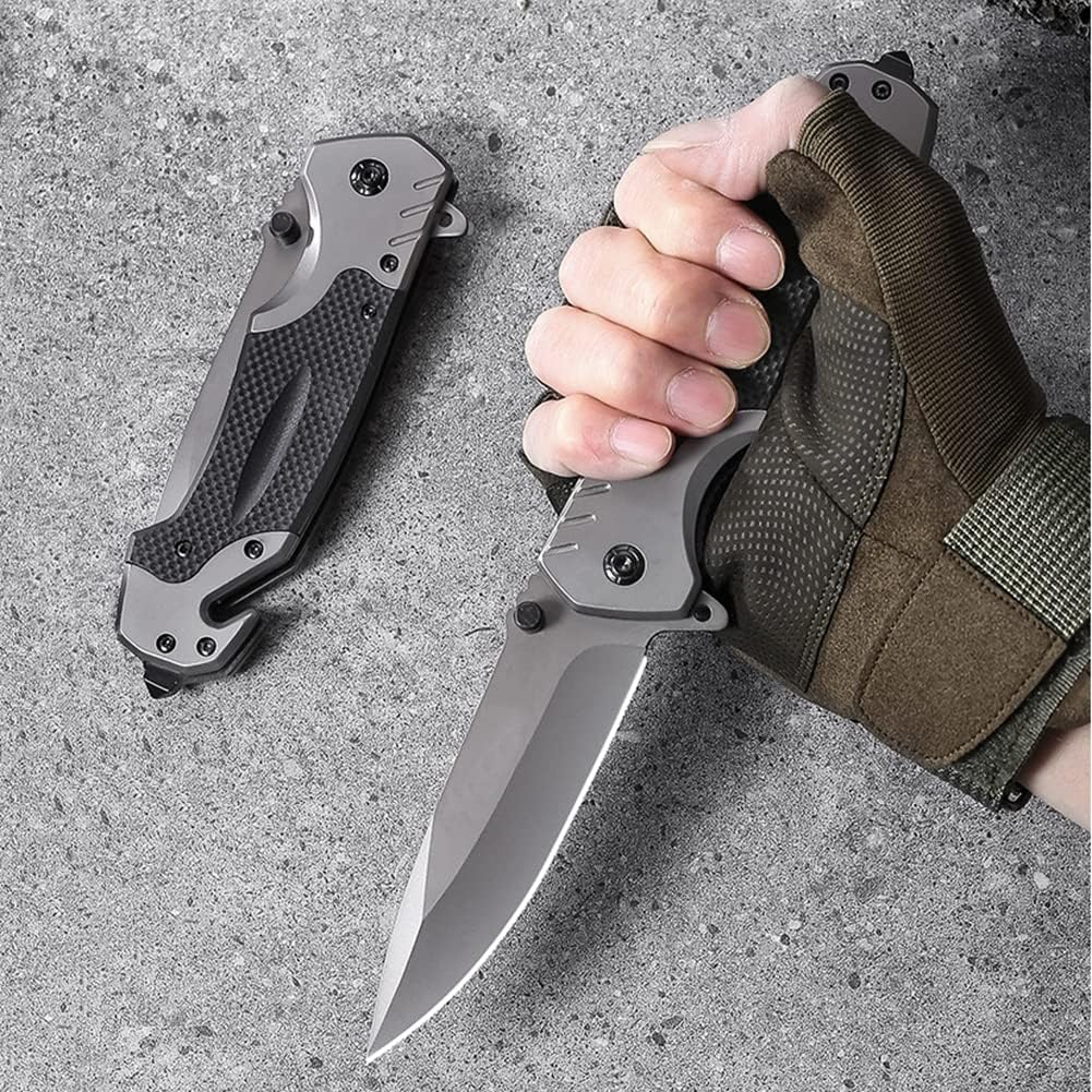 Pocket Folding Knife 3.74" Blade Tactical Pocket Knife Survival Emergency Rescue Knives with Liner Lock Pocketclip Glass Breaker Seatbelt Cutter for Outdoor Hiking Camping Hunting Fishing EDC