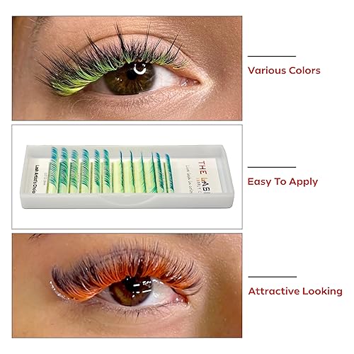 Miniatura 4 de THE LASH SUPPLY Extensiones de pestañas de volumen de color para Halloween, rizo CC, 0.51-0.70 pulgadas de longitud, 0.07 de grosor, rizo natural y