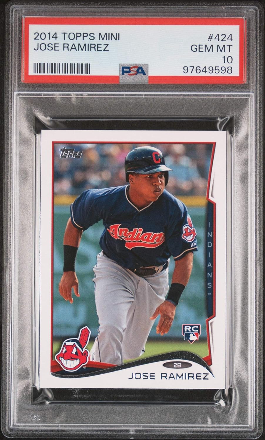 Graded 2014 Topps Jose Ramirez #424 Rookie RC Baseball Card PSA 10 Gem Mint