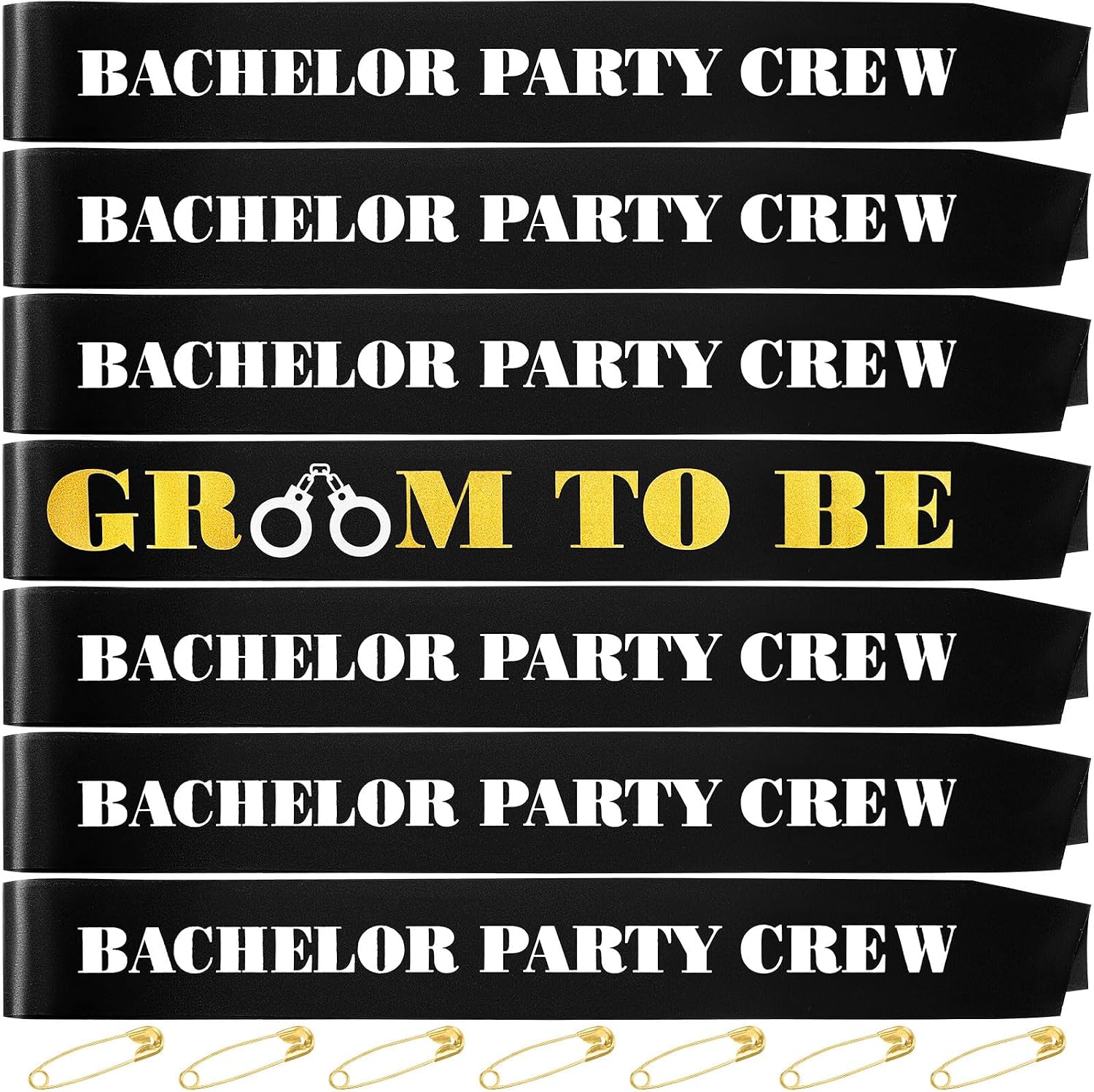 Daifunli 7 Pack Bachelor Party Sash Team Groom Groomsmen Groom to Be Sash for Men Bachelorette Bridal Shower Party Favors Accessories Wedding Supplies Decorations Gifts(Funny Style)