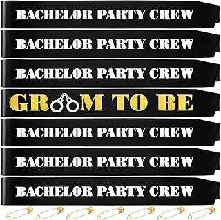 Daifunli 7 Pack Bachelor Party Sash Team Groom Groomsmen Groom to Be Sash for Men Bachelor Party Favors Accessories Supplies Decorations Gifts(Classic Style)