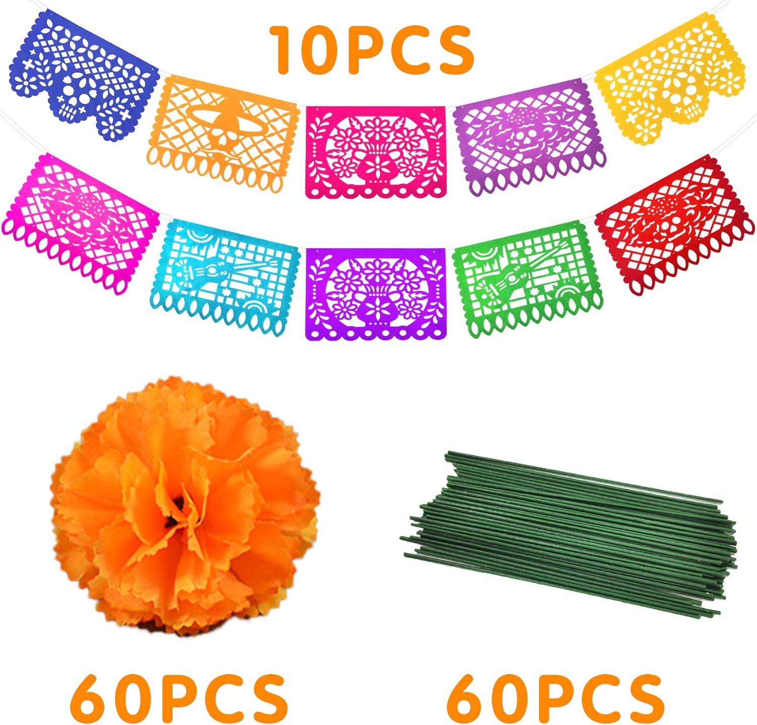 Funnlot Day Of The Dead Decorations Mexican Party Banners Marigold Flowers Ofrendas Dia De Los Muertos Day of The Dead Altar Decorations for Mexican Themed Party Decorations