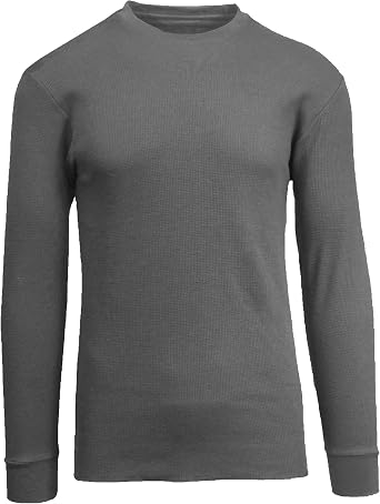 Mens Waffle Knit Thermal Shirts - Long Sleeve, Crew Neck, Warm Winter Layers S-2XL