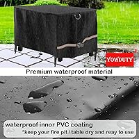 Vista 4 de Funda rectangular para mesa de fogata de gas propano de 44x28x24 pulgadas, impermeable de servicio pesado 600D, funda rectangular para chimenea