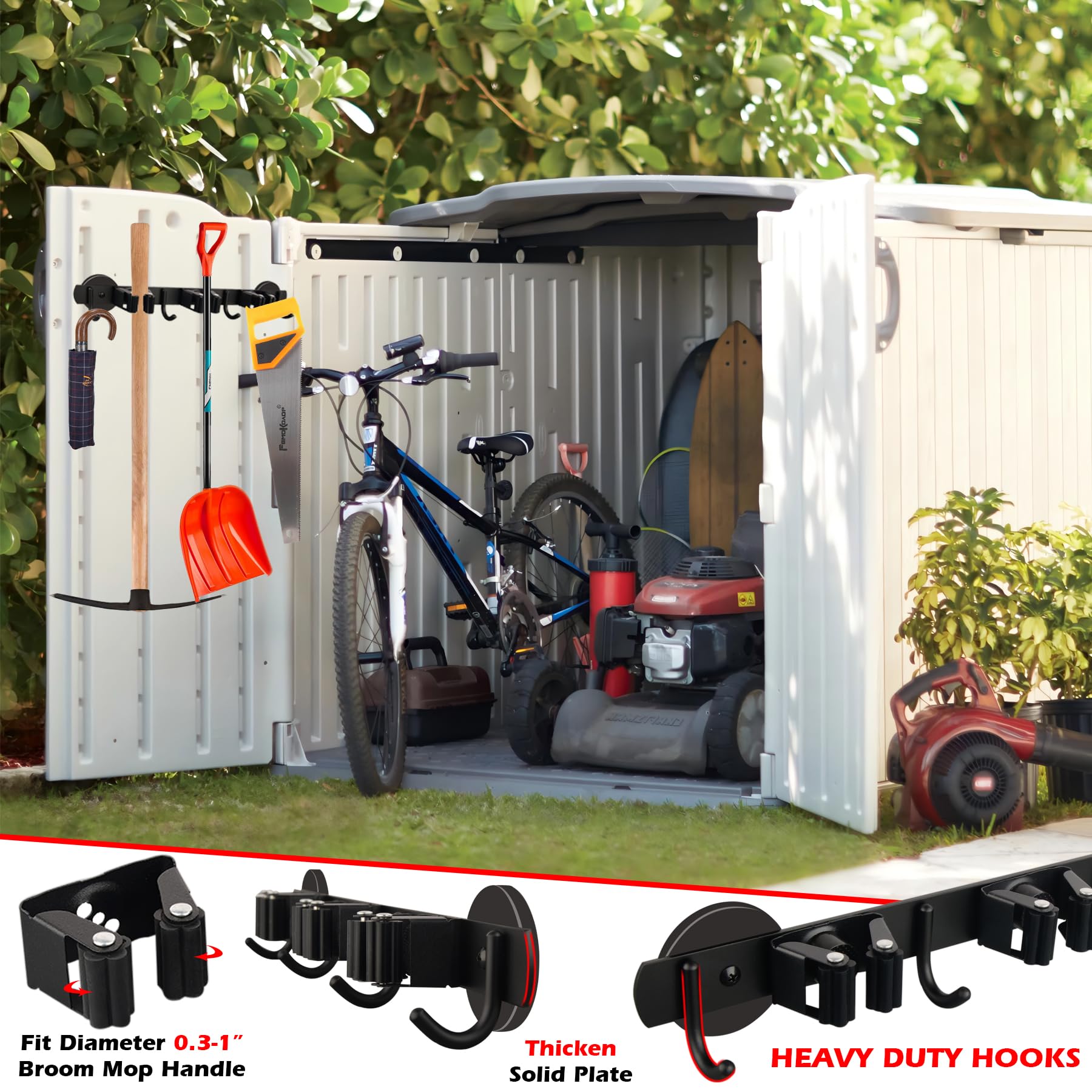 MUTUACTOR Magnetic Broom Holder,4PCS Anti-Slip Magnetic Mount Storage Broom Holders With Rubber