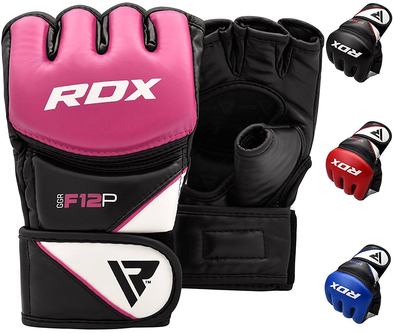 RDX MMA Guanti da allenamento, Maya Hide in pelle, guanti da boxe Grappling Sparring, ventilati aperti palmo, protezione da polso mano, kickboxing, muay thailandese, arti marziali combattimento guanti