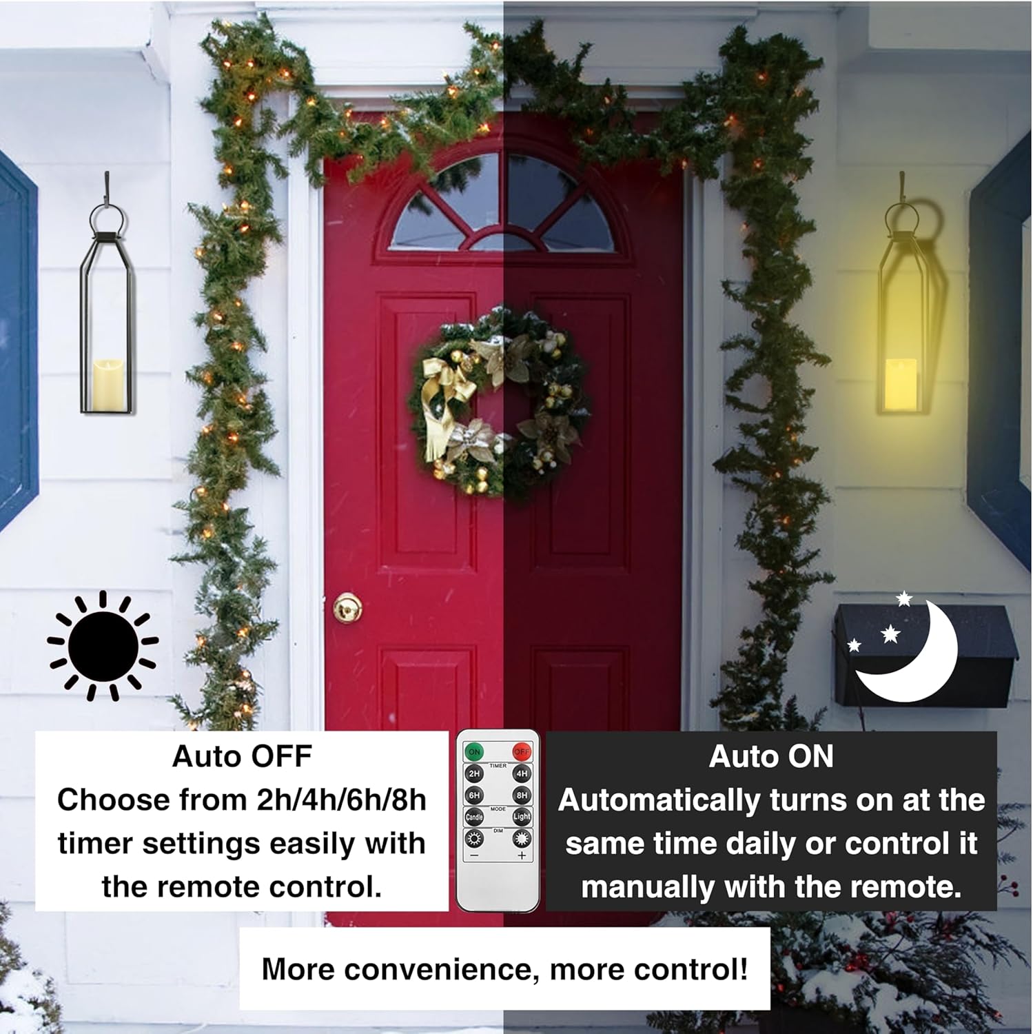 Perfnique Modern Farmhouse Lanterns, Set of 3 Black Metal Lanterns w/ 6hr Timer Flickering Flameless Candles, Decorative for Outdoor Decor, Front Porch, Indoor, Patio, Garden, Fireplace, Christmas