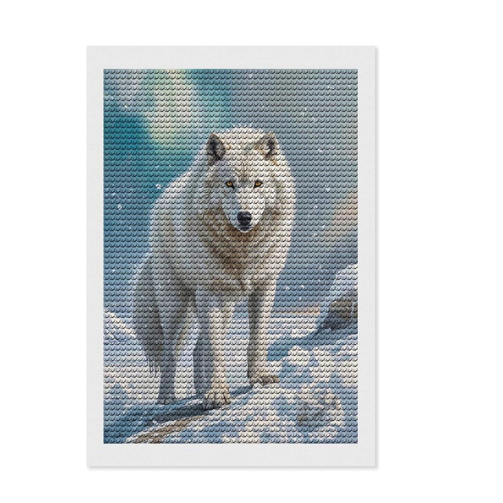 Junmoney Frostbound Sentinel Diamond Art Canvas 8"x12", Home Wall Decor, for Craft Lovers, Stress Relief Craft, Holiday Gift Idea