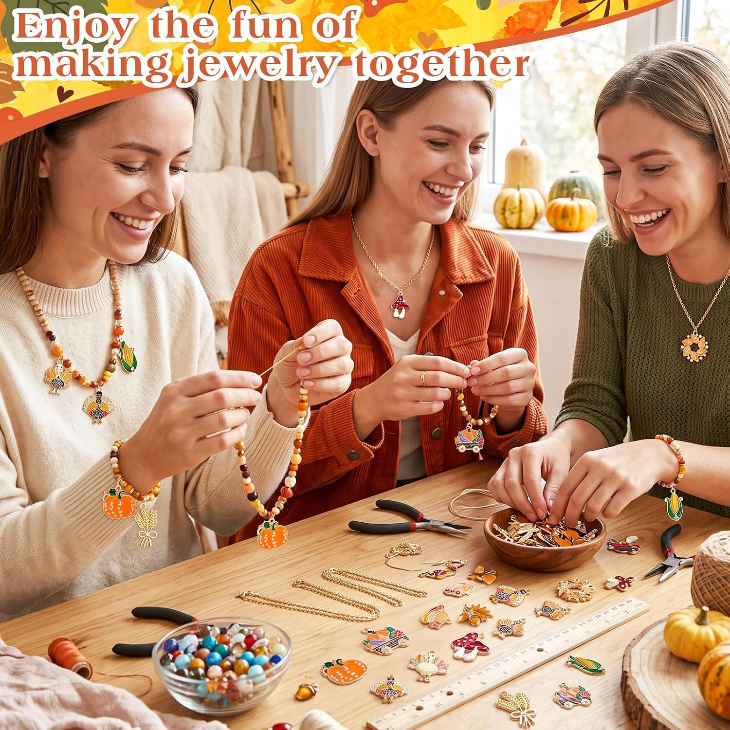 Landical 48 Pcs Fall Charms Pendants for Jewelry Making