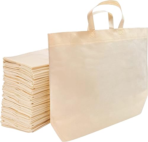 Simply Cool Paquete de 50 bolsas de compras reutilizables ecológicas de 19.6 x 16.1 x 7 pulgadas, 2.26 ozm, duraderas, reciclables, lavables,