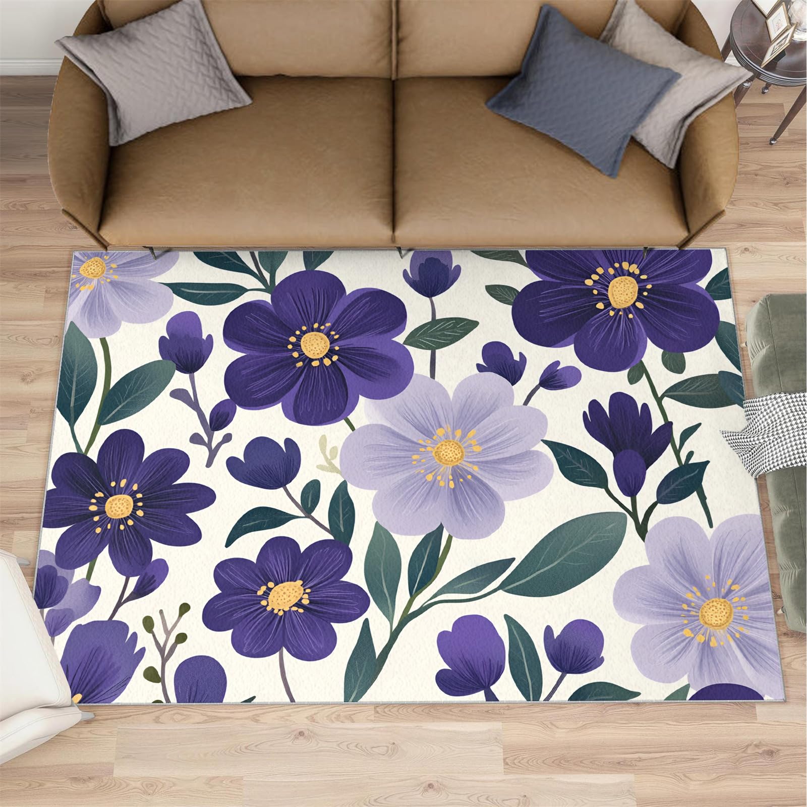 Grand tapis rétro floral rustique aux finitions soignées 160x230