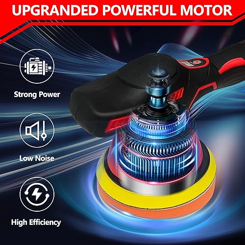 Miniatura 4 de Pulidora inalámbrica de coche para batería Milwaukee de 18 V, kit de pulidor orbital portátil de 6 pulgadas, pulidor de coche de 8 velocidades