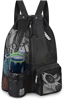 WANDF Swim Bag Mesh Drawstring Backpack with Wet Pocket for Swimming, Gym, and Workout Gear