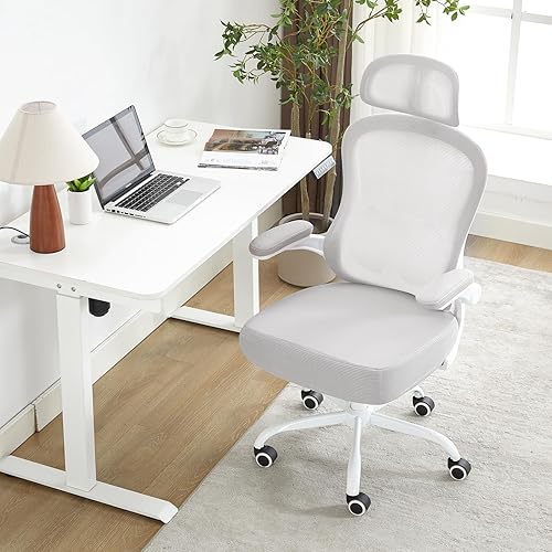 Miniatura 8 de Ergonomic Office Chair,Ultra Thick Office Desk Chair with Adjustable Lumbar Support and Headrest,Spring Cushion,Rocking Function,Flip-up arms,Mesh