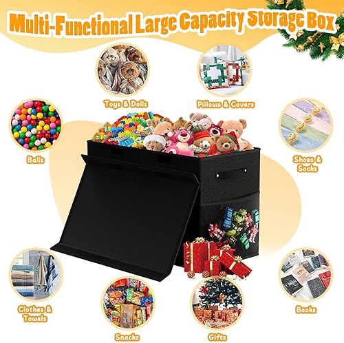 Miniatura 3 de Caja grande de almacenamiento de juguetes con divisor de tapa, organizador de juguetes plegable resistente para niños, cajas de almacenamiento para