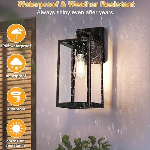 Miniatura 5 de SHINE HAI Farol de pared para exteriores del atardecer al amanecer, lámpara de pared exterior con sensor con enchufe de base E26, luces de montaje