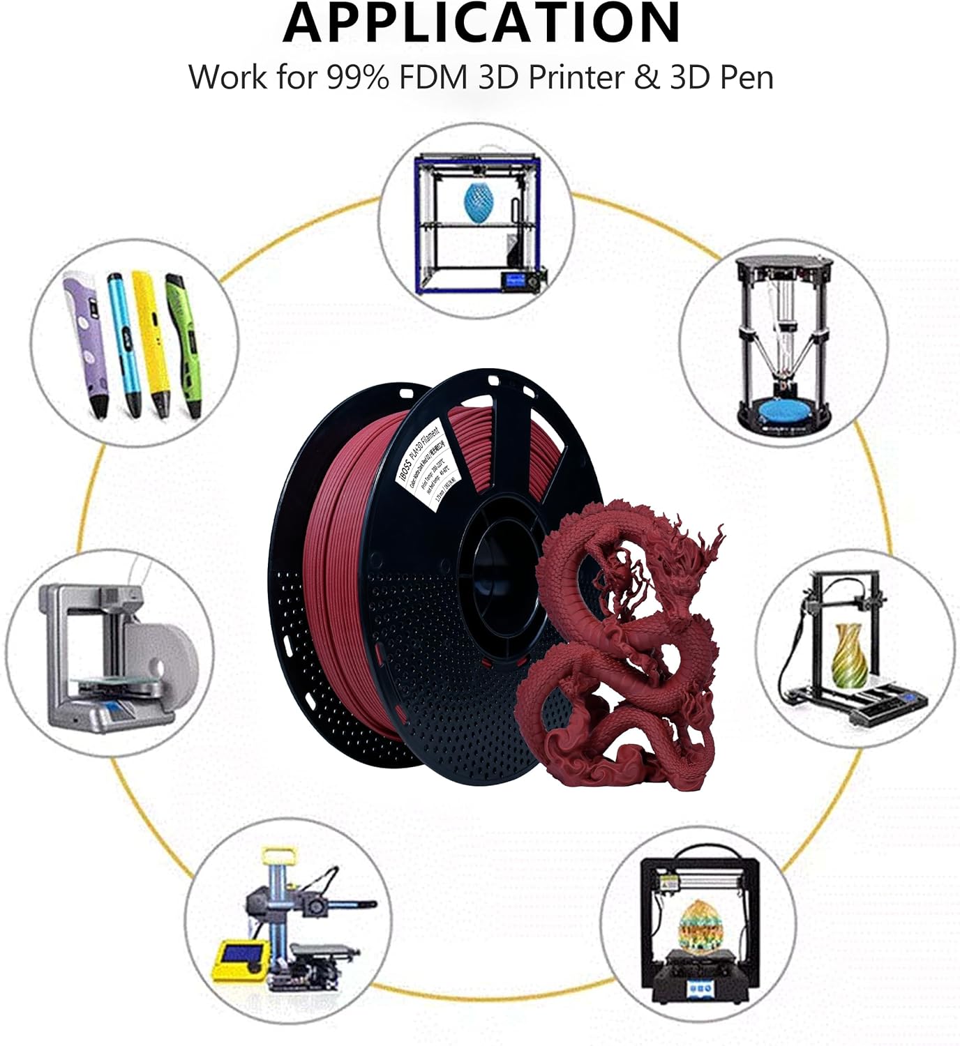iBOSS Matte PLA PRO Filament 1.75mm Dark Red 1KG, High Toughness 3D Printer Filament Upgraded PLA Plus Filament, PLA+ 3D Printer Filament Dimensional Accuracy +/- 0.02mm, Matte Dark Red 02