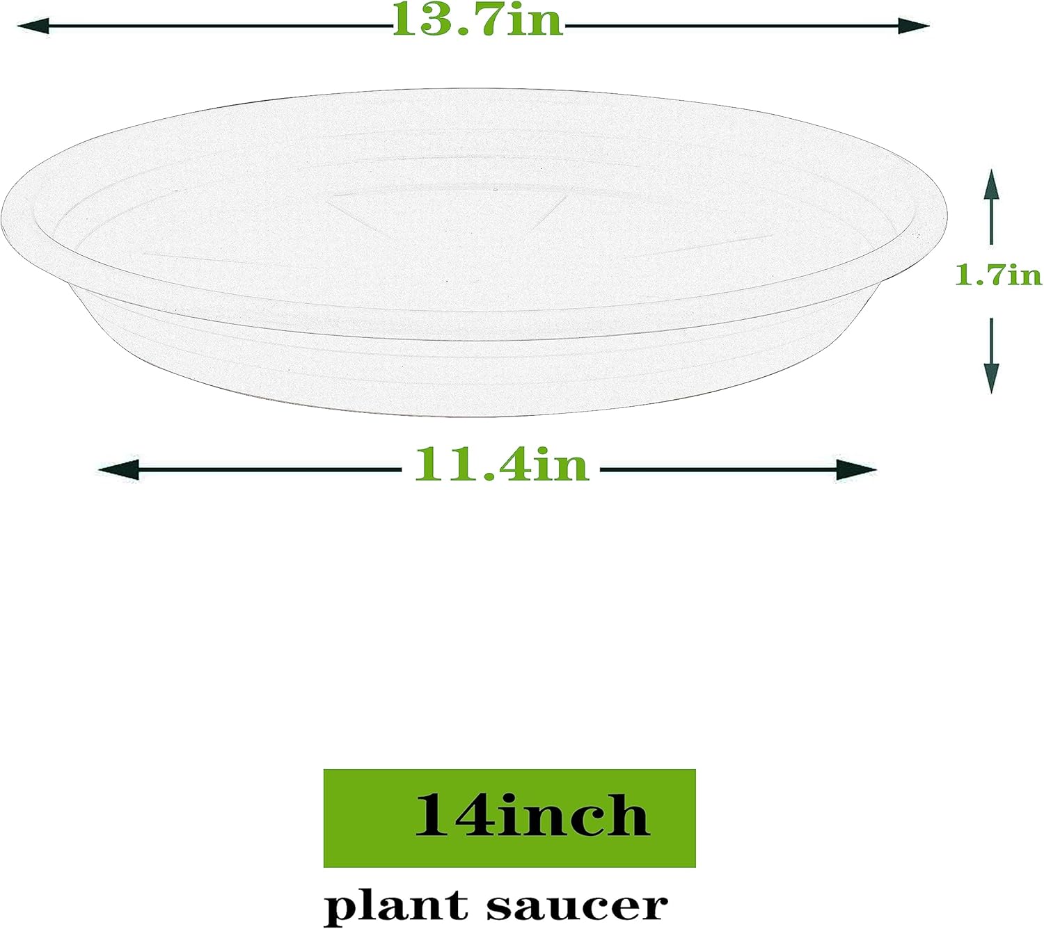 5 Packs Plant Saucer Pot Tray 6 8 10 12 14 16 19 20 Inch Plastic Flower Planter Saucers and Drip Trays for Indoors Outdoors, Heavy Durable Plant Plate Water Catcher (14 Inch Green)