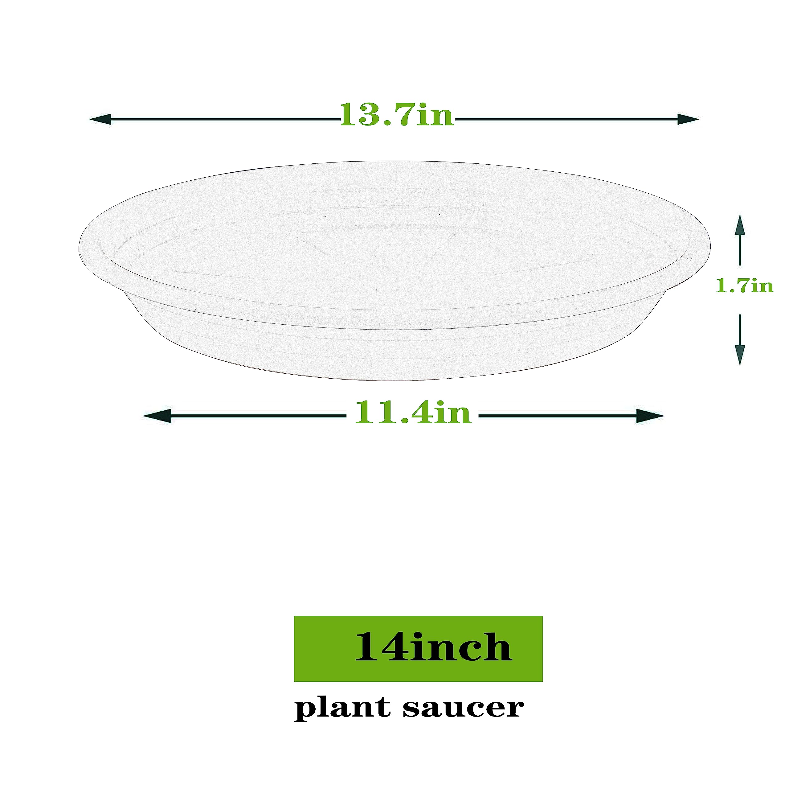 Confezione da 2 sottovasi per piante da 15,5 a 20,5 cm, 25,4 cm, 30,5 cm, 30,5 cm, 40,6 cm, 40,6 cm, 50,8 cm, in plastica, per interni ed esterni, resistente e durevole, 35,5 cm, colore: