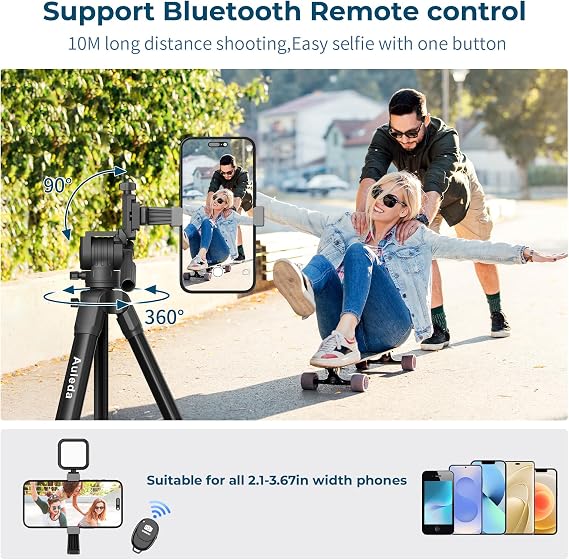 Camera Tripod 61 Lightweight Auminum Tripod for Camera Canon Nikon, with Cellphone Clip, Portable Bag, Remote Control, Maxload 6.6Lbs