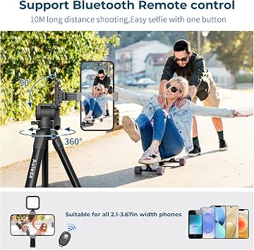 Camera Tripod 61 Lightweight Auminum Tripod for Camera Canon Nikon, with Cellphone Clip, Portable Bag, Remote Control, Maxload 6.6Lbs
