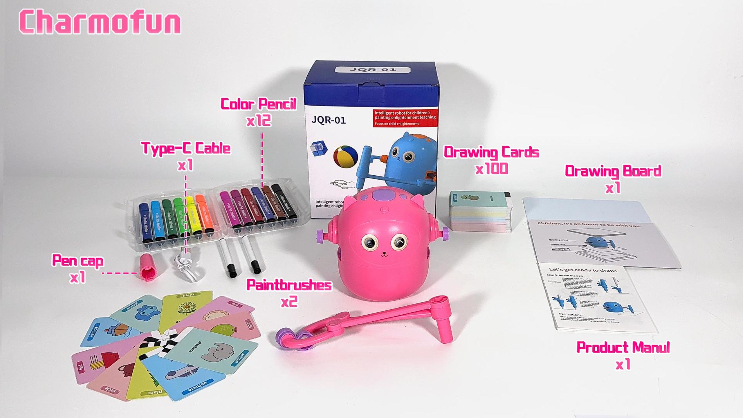 Charmofun Robot Dessinateur Pour Enfant – Dessine Avec Stylo, 100 Cartes, Rechargeable, éducatif Et Interactif Dès 3 Ans (bleu)