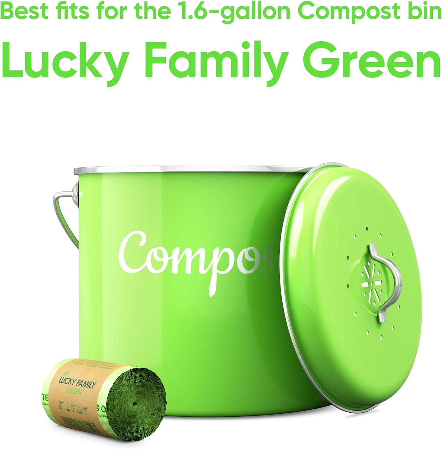 Buy Lucky Family Green Compost Bags for Kitchen Countertop Bin 1.3 up